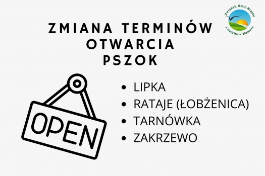 Zmiana terminów otwarcia PSZOK w 4 lokalizacjach  (Lipka, Rataje, Tarnówka, Zakrzewo)