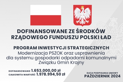 Informacja o o planowanym rozpoczęciu prac związanych z inwestycją pod nazwą „Modernizacja PSZOK oraz usprawnienia dla systemu gospodarki odpadami komunalnymi Związku Gmin Krajny”