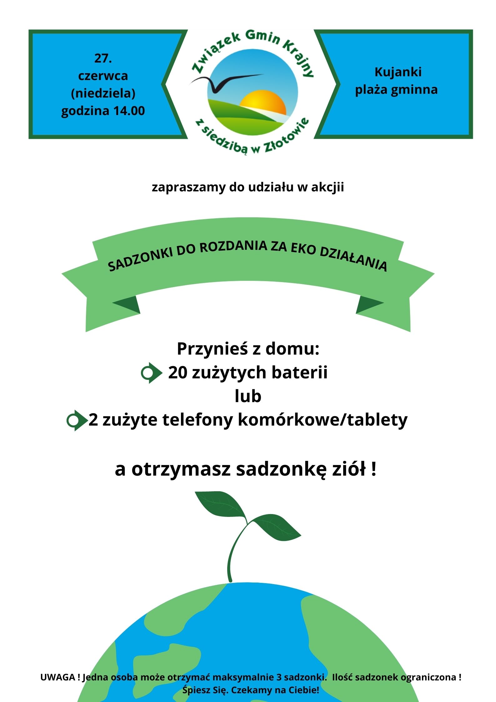 Sadzonki do rozdania - 20 zuzytych baterii lub 2 zuzyte telefony/tablety za sadzonkę ziół
