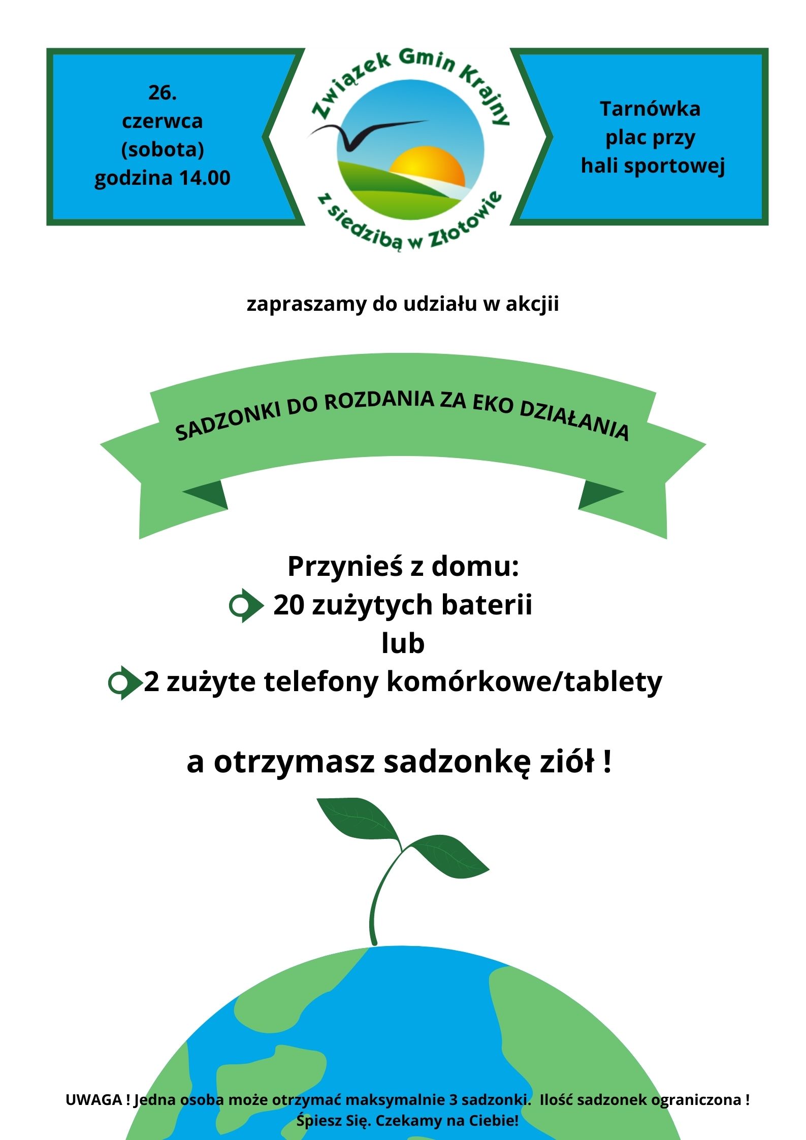Sadzonki do rozdania - 20 zuzytych baterii lub 2 zuzyte telefony/tablety za sadzonkę ziół